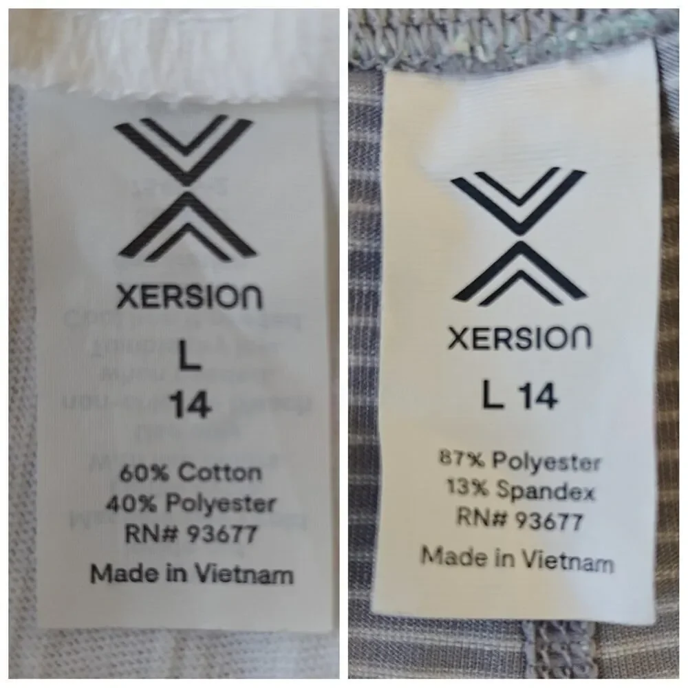 Xersion athletic tank top & striped quick-dri capri legging set sz L/14